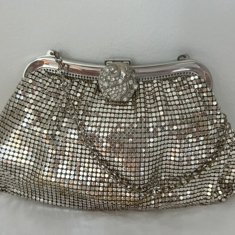 Whiting And Davis Co. Silver Beaded Jeweled Small… - image 1